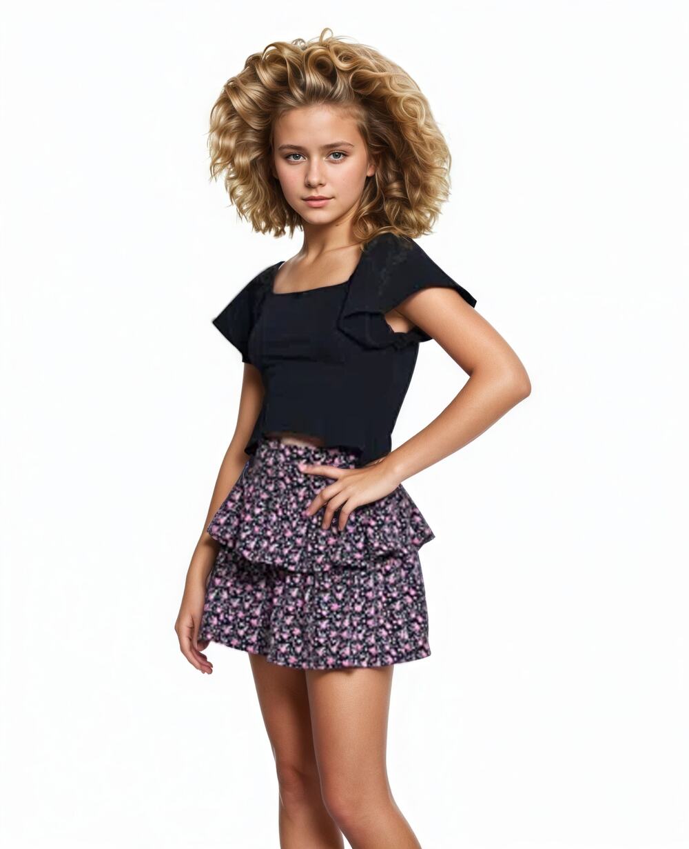 NWT With Jules Big Girls Flutter Sleeve Top In Black M